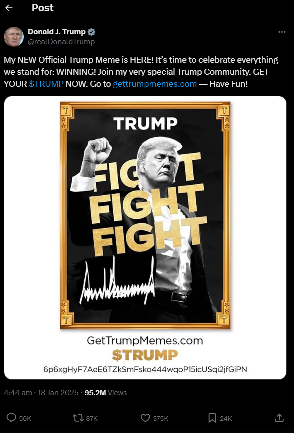 Хайп через "бульбашку" чи реальні гроші: що треба знати про мемкоїни $TRUMP та $MELANIA